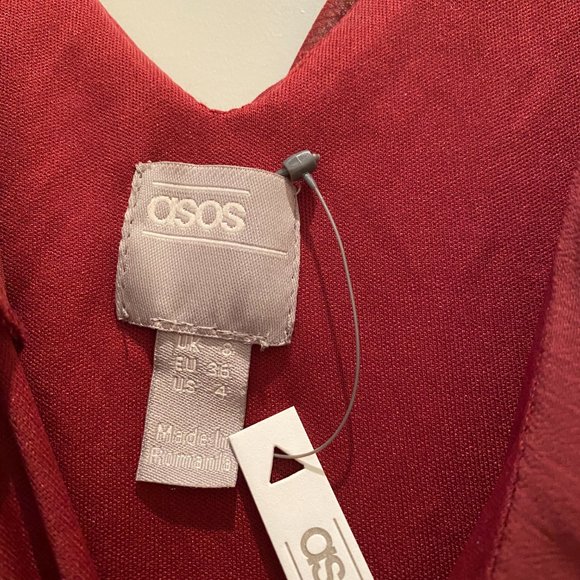 NWT Burgundy Formal ASOS Drape Chiffon Dress - Picture 8 of 11
